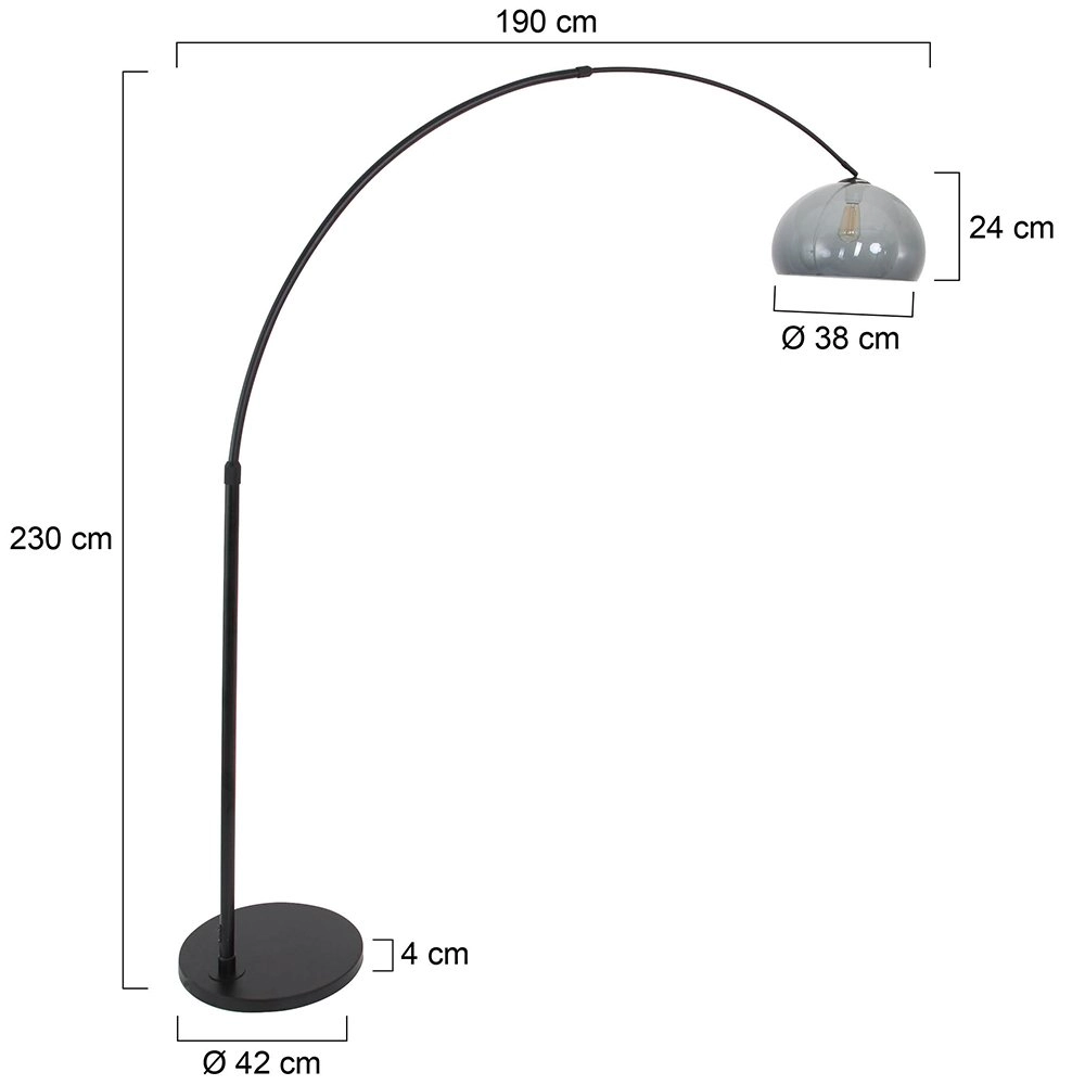 Arc lamp Stresa black with smoke glass Steinhauer 8712746116489