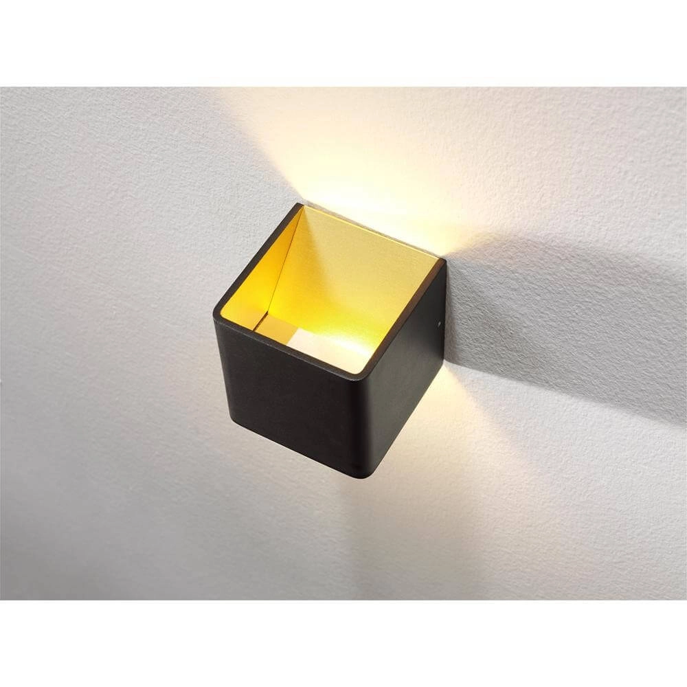 Square wall lamp Fulda black with gold Artdelight 8719831736324