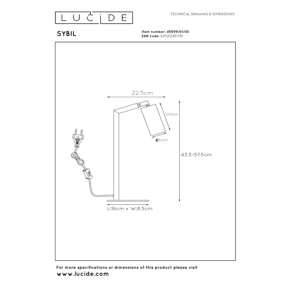 Black desk lamp Sybil Design Lucide 5411212451781