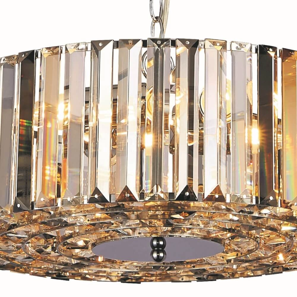 Pendant lamp Chapeau 50cm chrome with crystal glass Searchlight 5053423189437