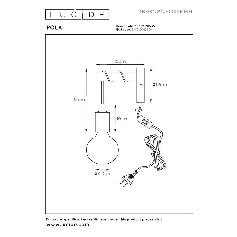 Wall lamp Pola blue Lucide 5411212082930