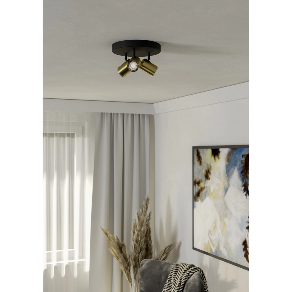 Surface-mounted spotlight bathroom Consuma 1 3x GU10 - black with gold Eglo 9008606365067