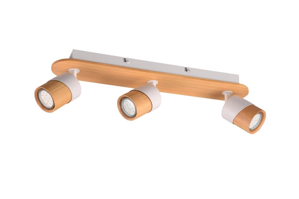 Ceiling lamp wood with white Aruni 3-light