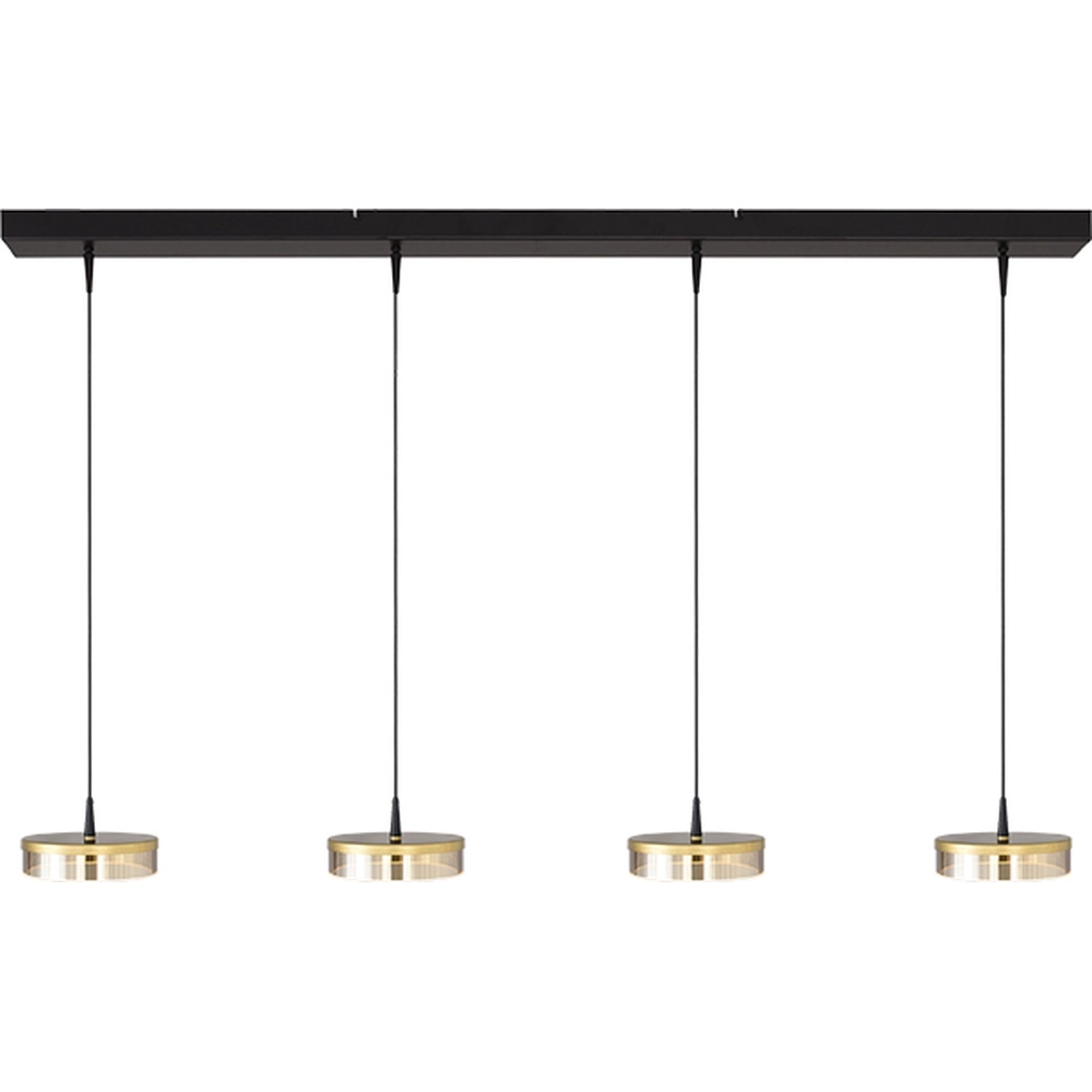 4-light pendant lamp Imperia 130cm black with gold