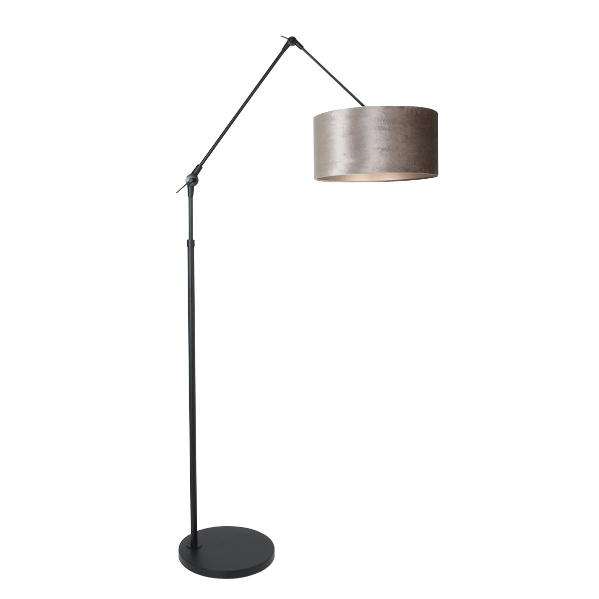 Floor Reading Lamp Prestige Chic black with 40cm taupe velvet shade