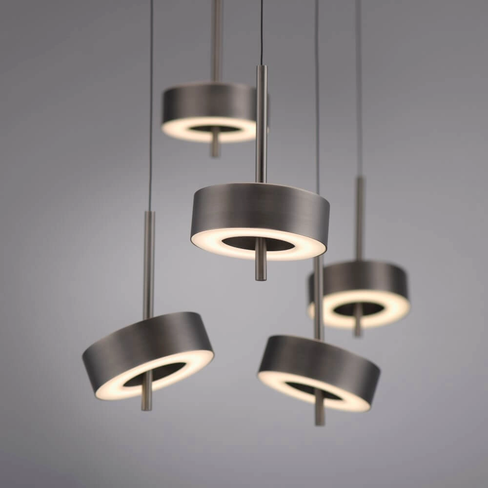 5-light pendant lamp Q-Rotate Brown Modern Paul Neuhaus 4012248383179