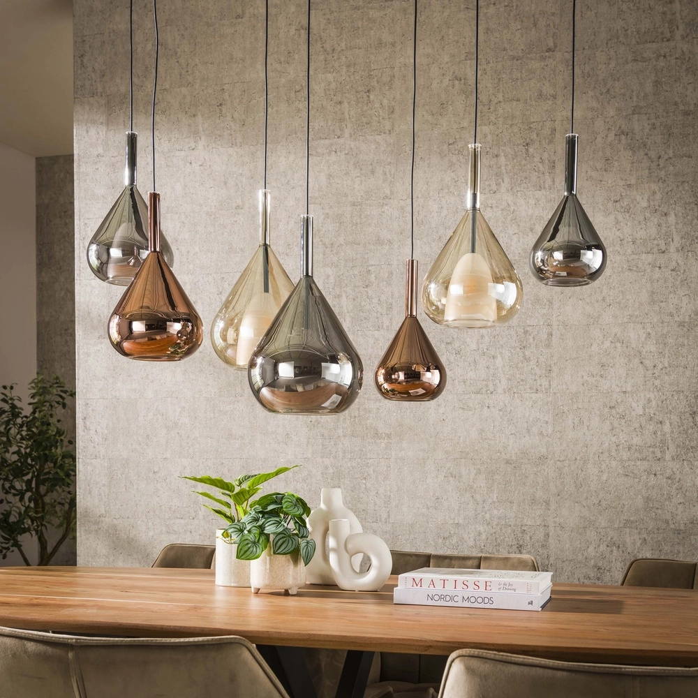 7-light dining table pendant lamp Wings Ø 22cm glass Lyora 8716803511989