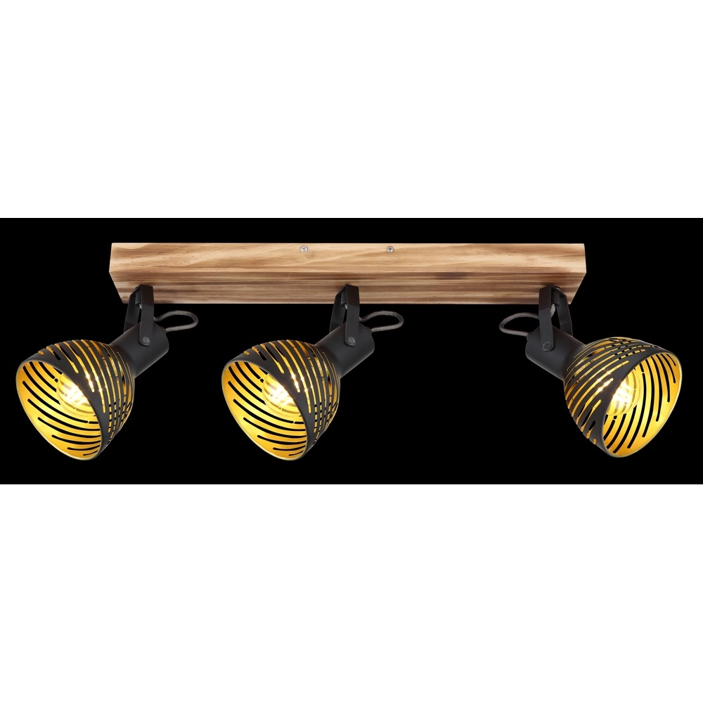 Ceiling lamp Lenna 3-light wood with black Globo 9007371425686