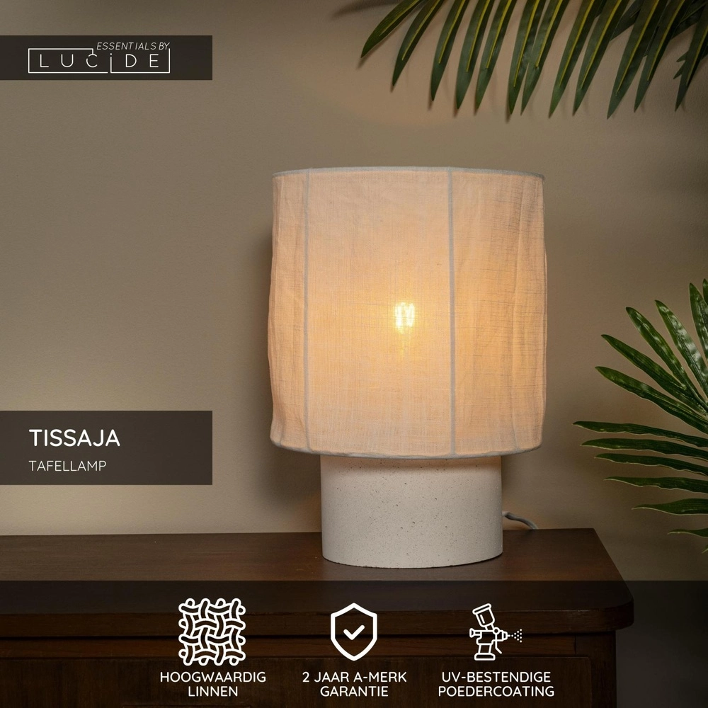 Table lamp Tissaja Ø 20cm white Lucide 5411212061614
