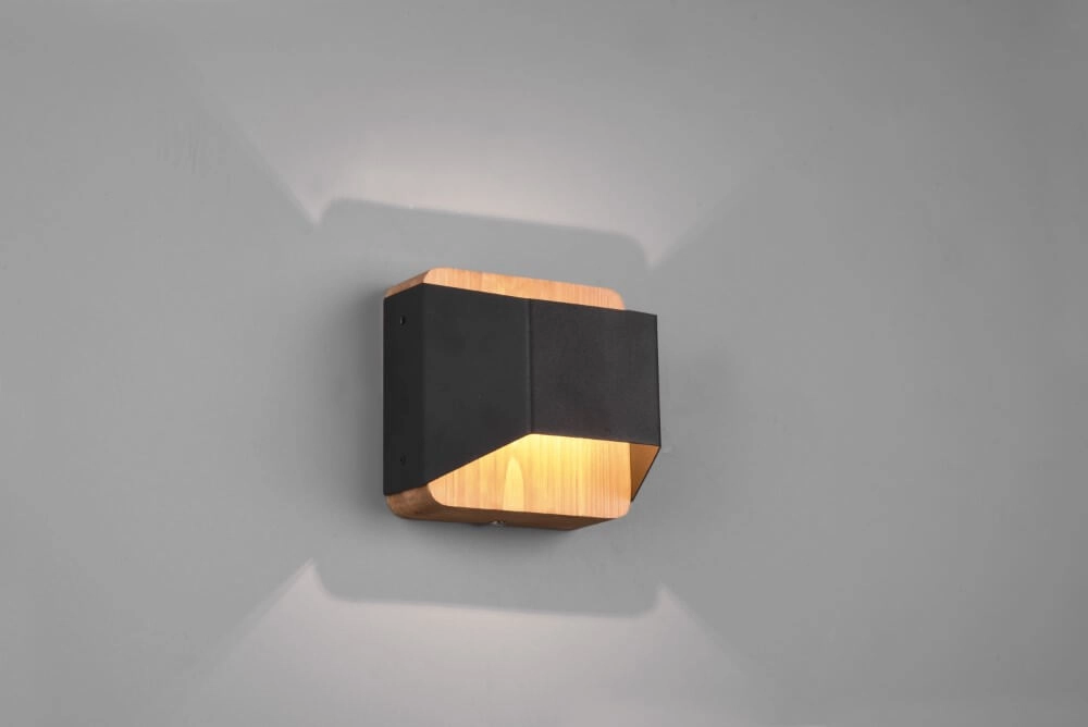 Wall lamp Arino 12cm black with wood brown Trio 4017807502756