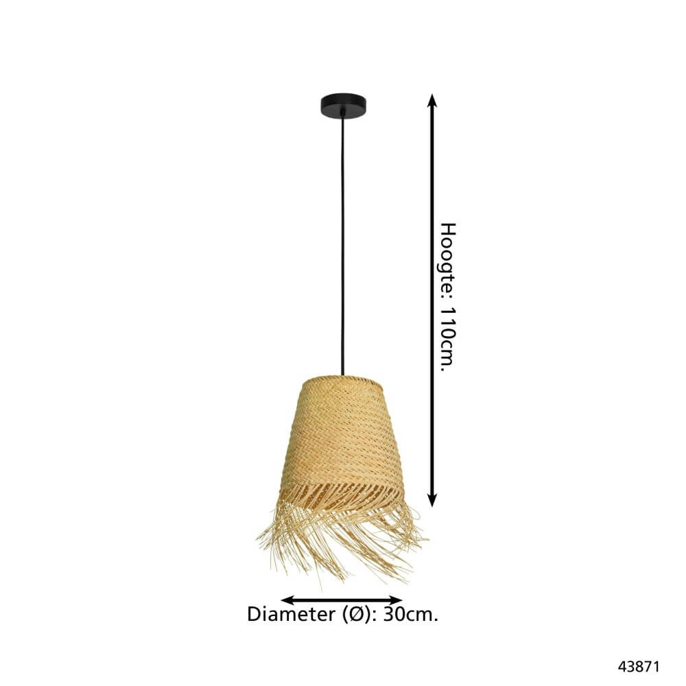Wicker hanging lamp Aycliffe Ø 30cm Eglo 9002759438715