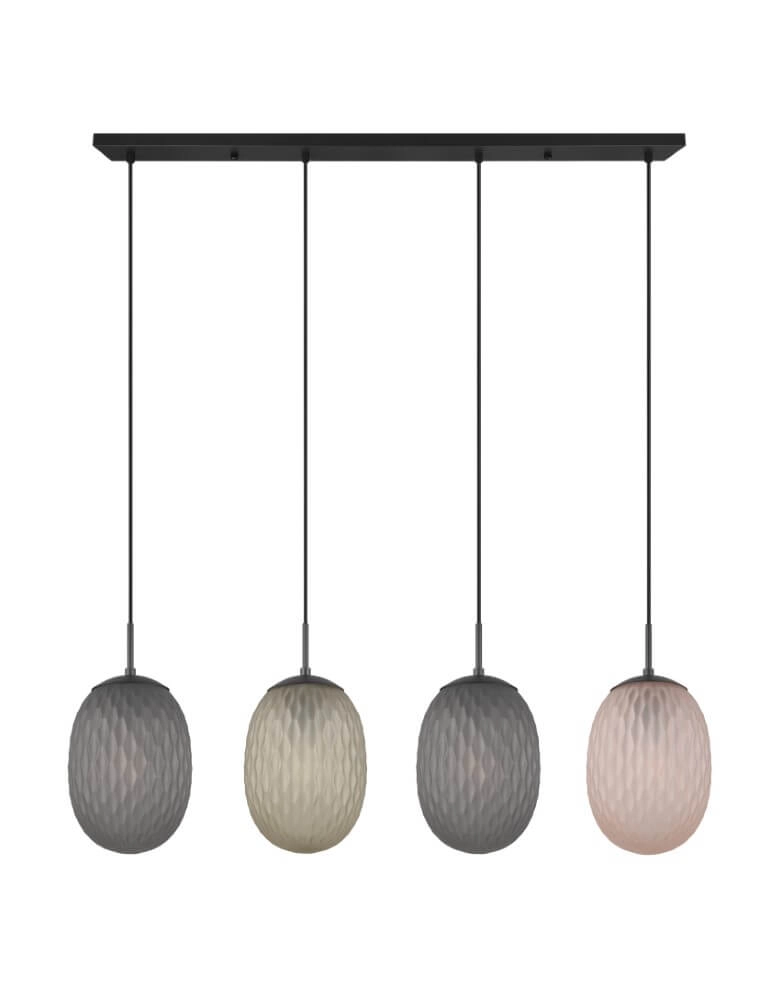 4-light pendant lamp Facette with ribbed colored glass Trio 4017807616842