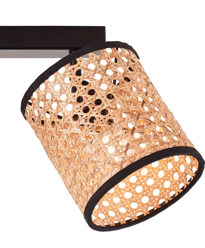 Spots Wiley 4-light black with rattan Brilliant 4004353394850