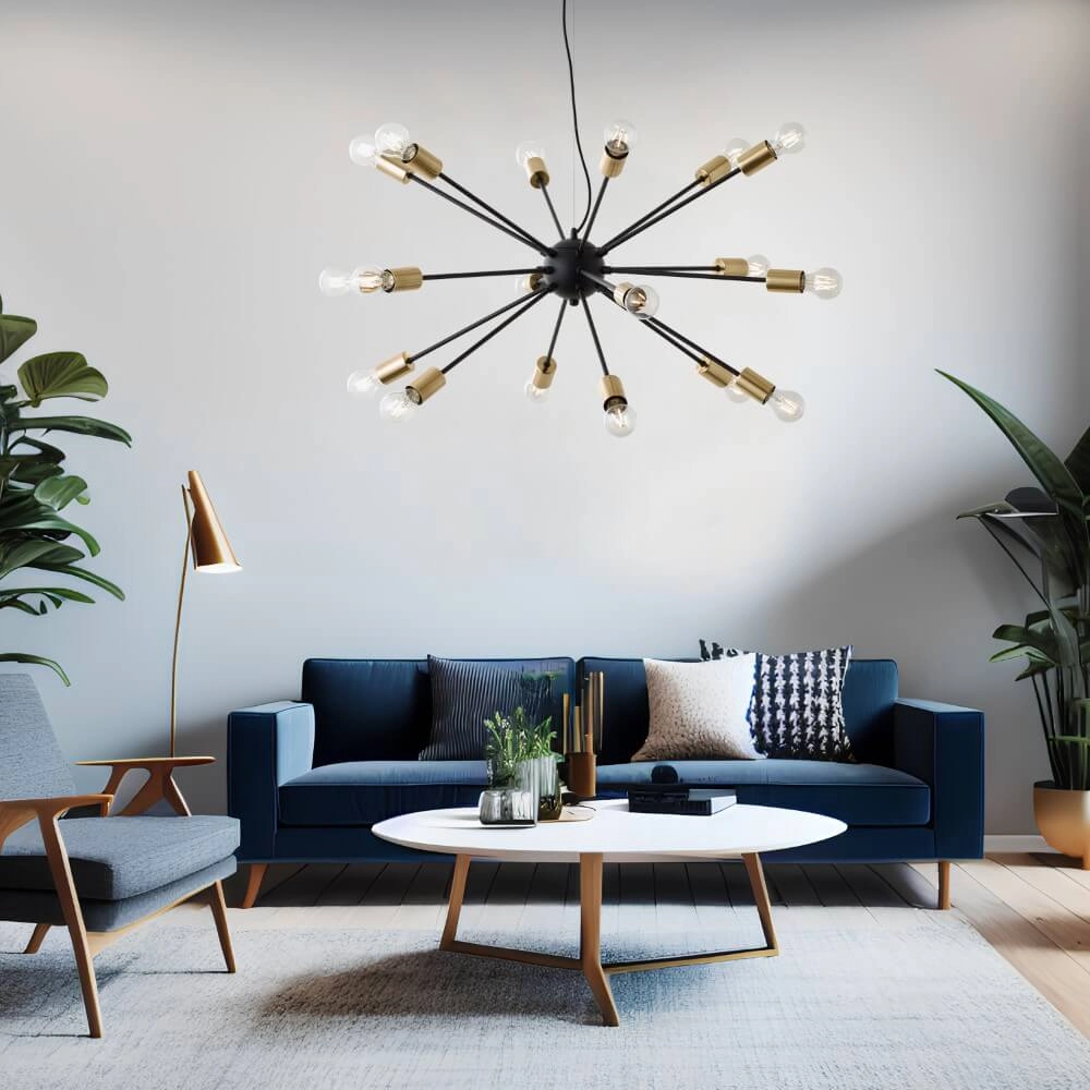 18-light pendant lamp Dree black with gold Brilliant 4004353421709