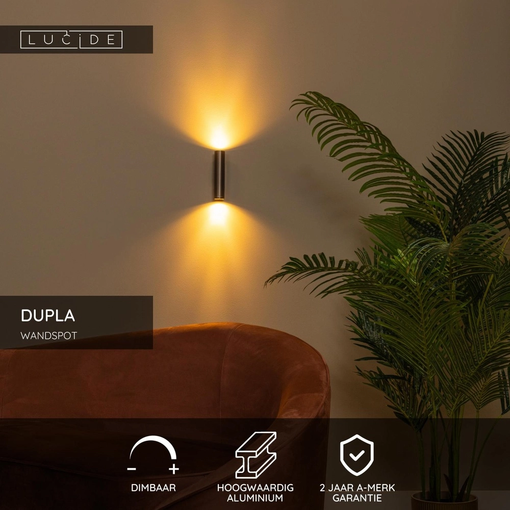 Up & downlight Dupla coffee brown mini GU10 Lucide 5411212094063