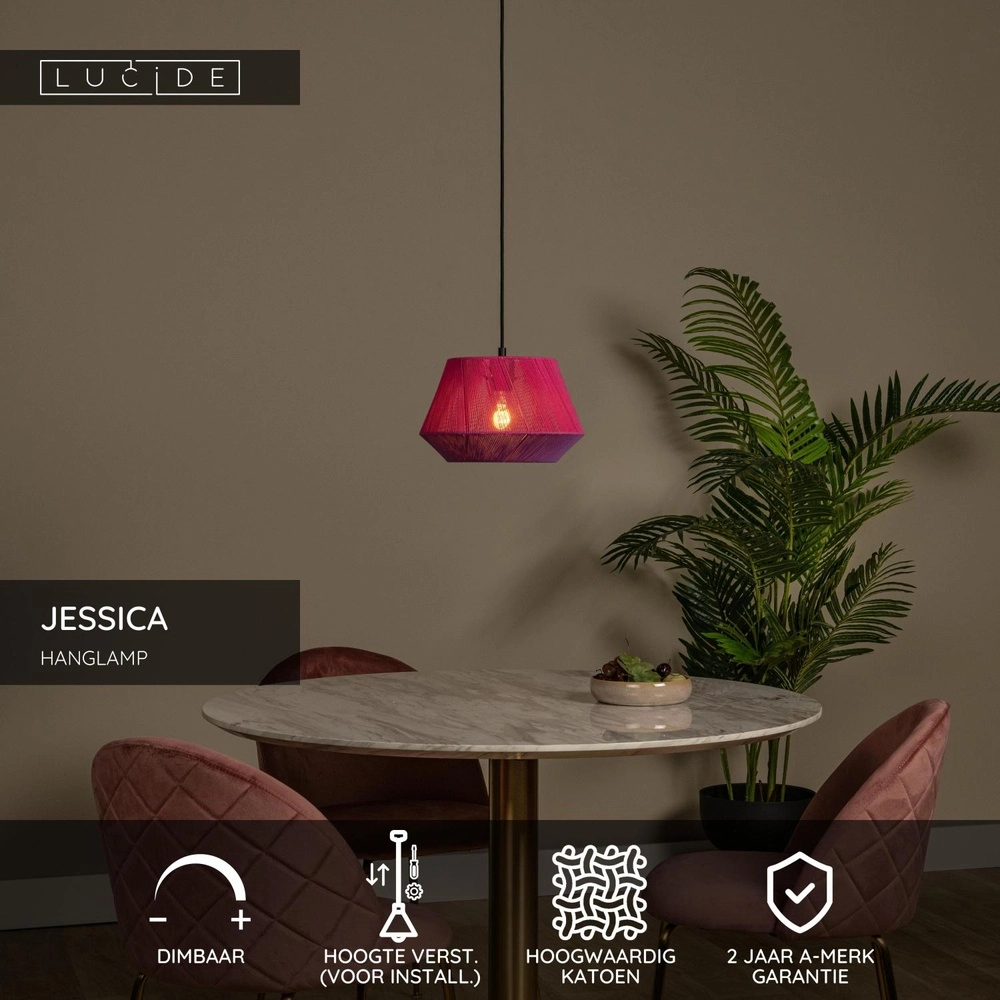 Pendant lamp Jessica Ø 30cm pink Lucide 5411212106308