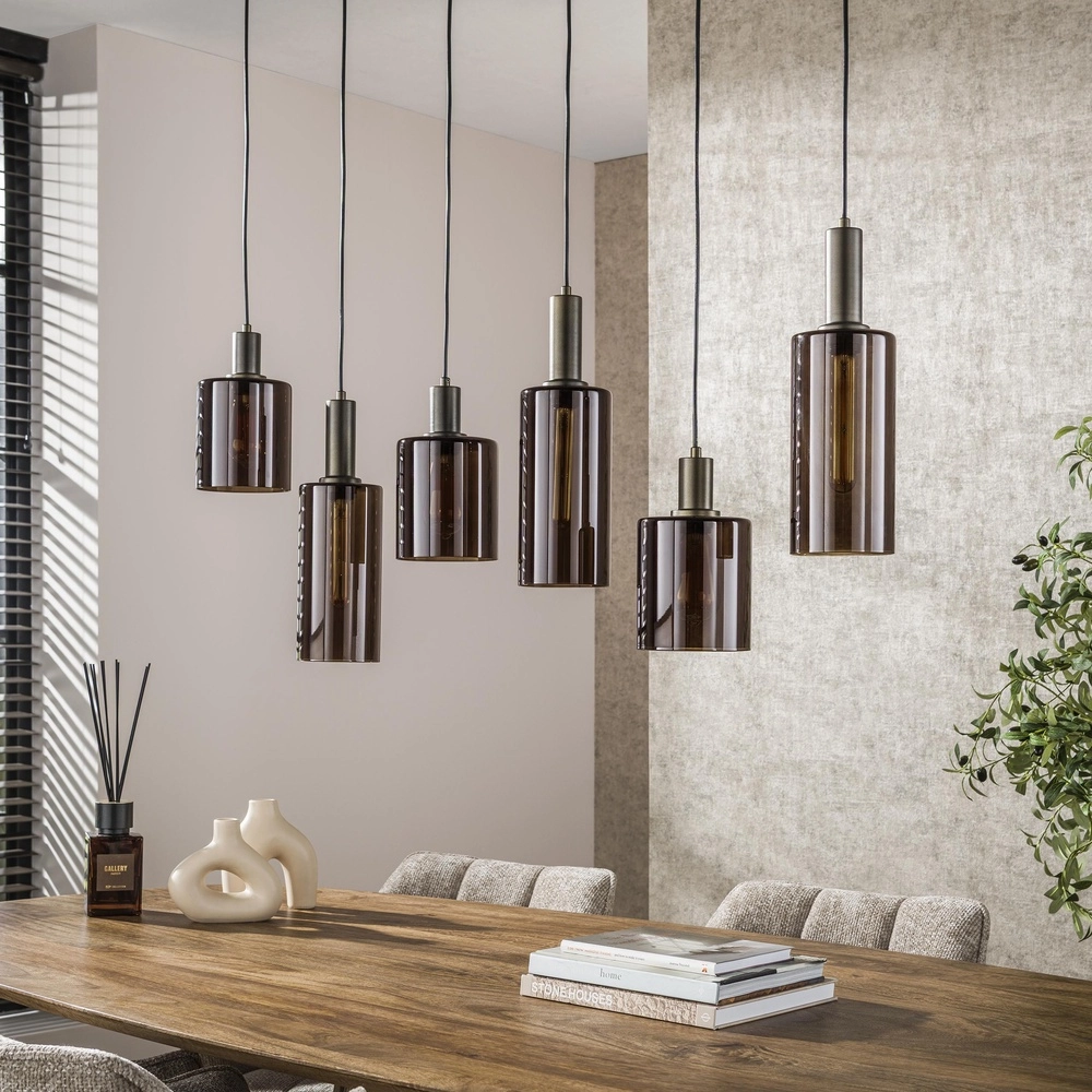 Dining table pendant lamp Sepiora Sienna brown - dark glass Lyora 8716803513457