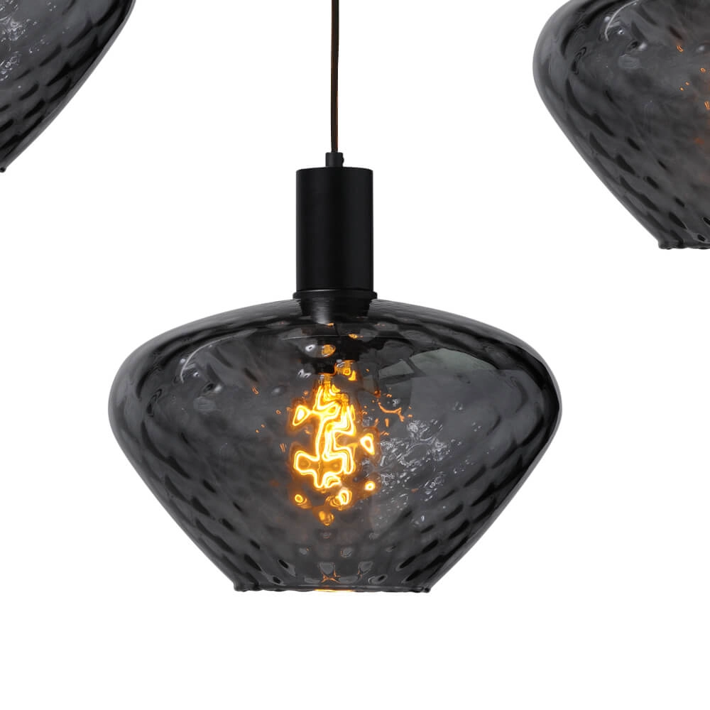 5-light hanging lamp - black - Porto with Blossom smoke glasses Masterlight 8718121270241