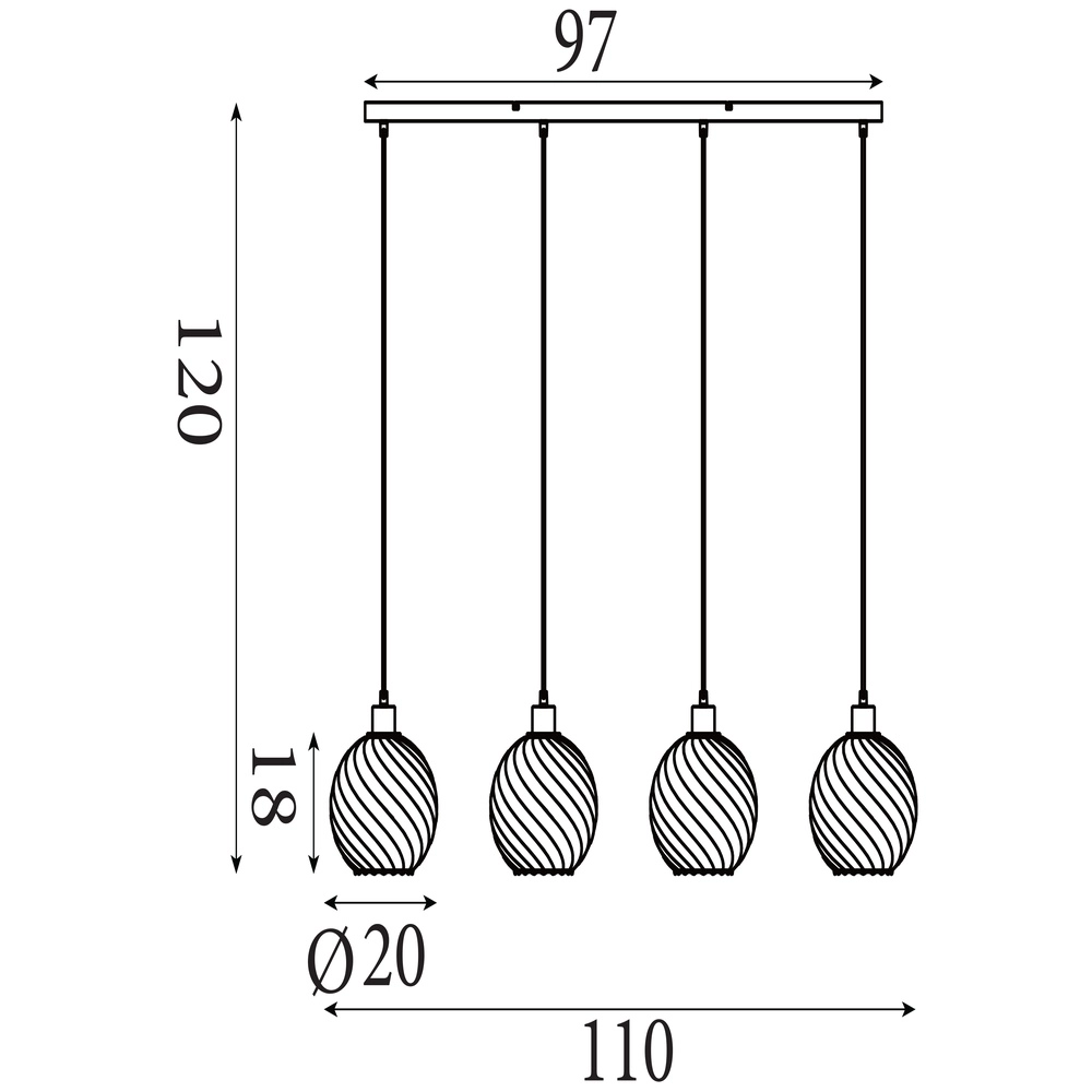 Pendant lamp Radiance 4-light gold Searchlight 5053423305813