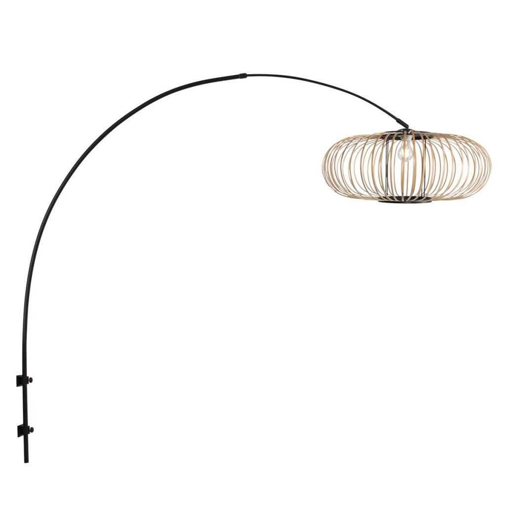 Black wall lamp Sparkled Light with bamboo shade Ø60cm