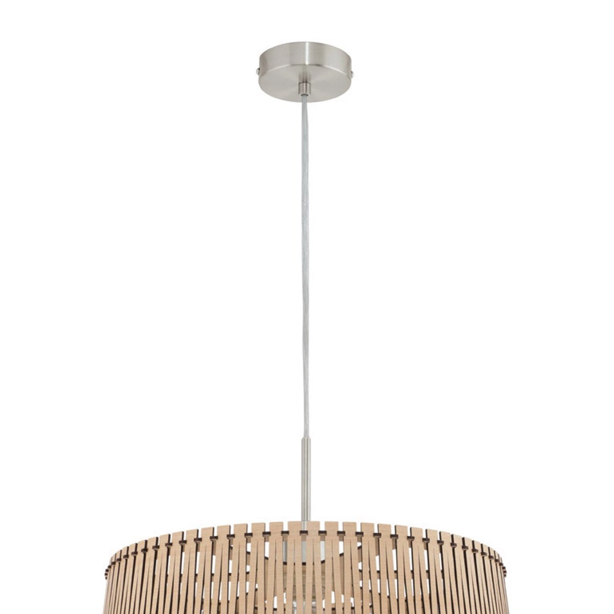 Pendant lamp Sendero nickel matt with light wood brown Eglo 9002759961930
