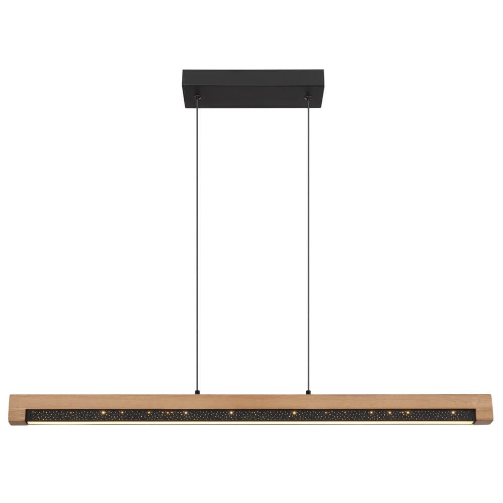 Design pendant lamp Starla black with wood 85cm Globo 9007371456291