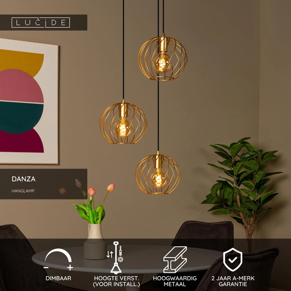Pendant lamp Danza Ø 50cm gold Lucide 5411212211569