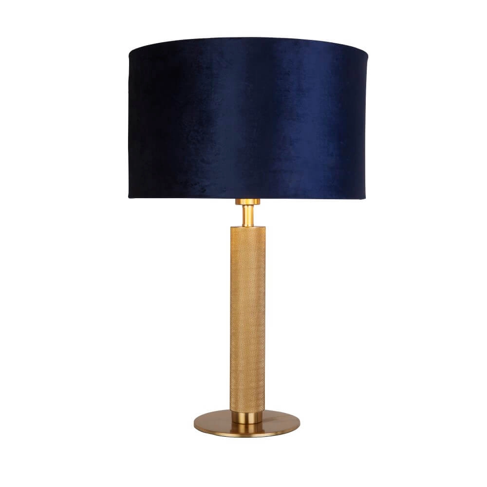 Golden table lamp London with blue hood Searchlight 5053423248295