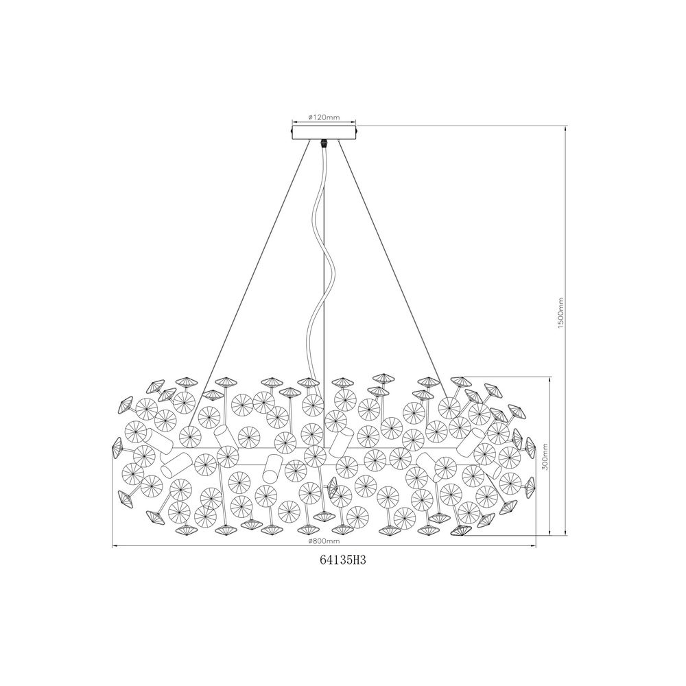 Pendant lamp Katrina gold Ø 80cm Globo 9007371475315