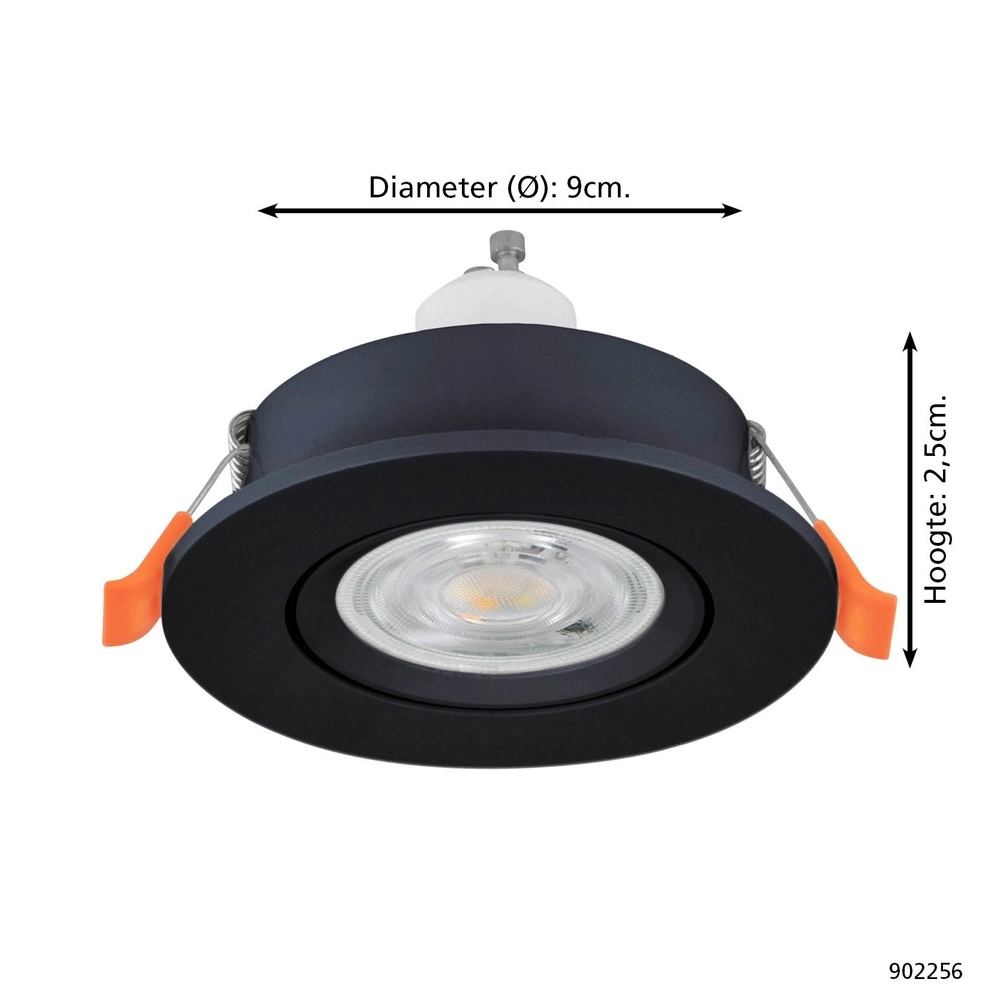 Recessed spotlight Barranco black Ø 9cm - 4,5W - 4000K Eglo 9008606359349