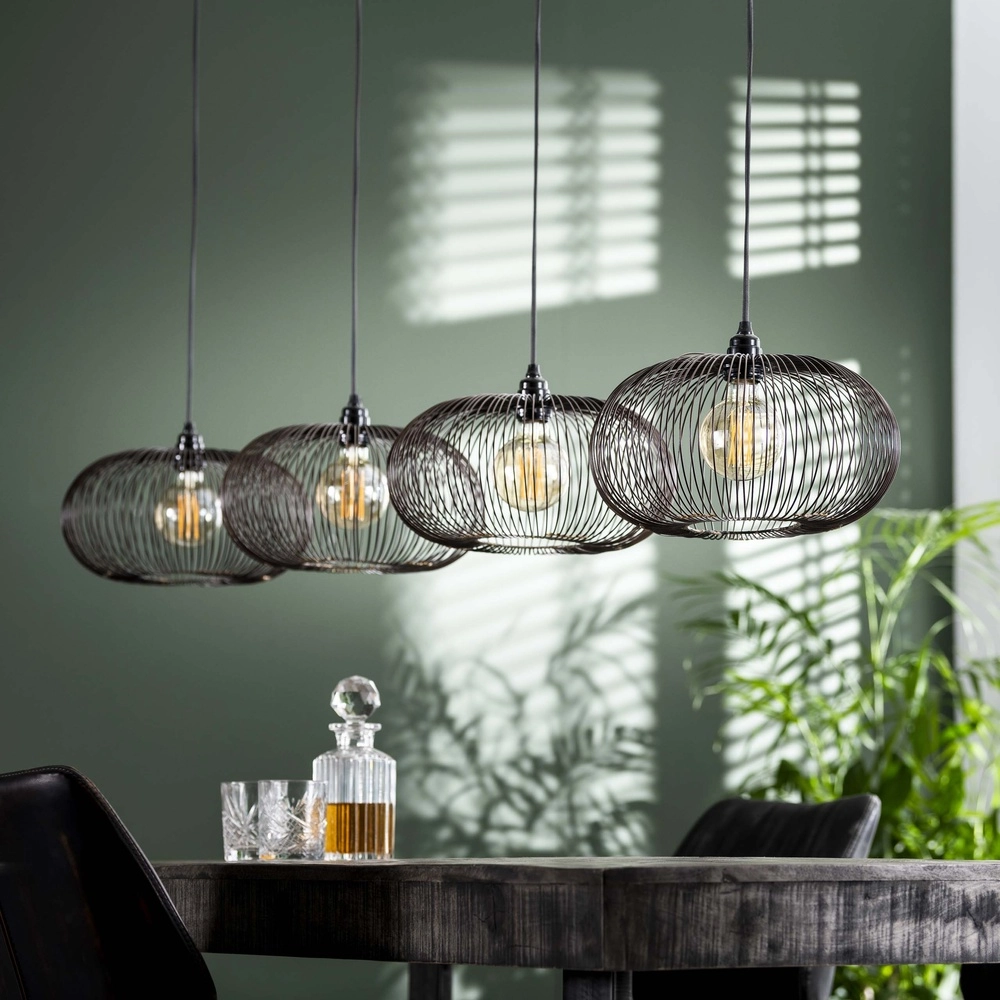4-light pendant lamp Copper Ø 35cm Lyora 8716803513266