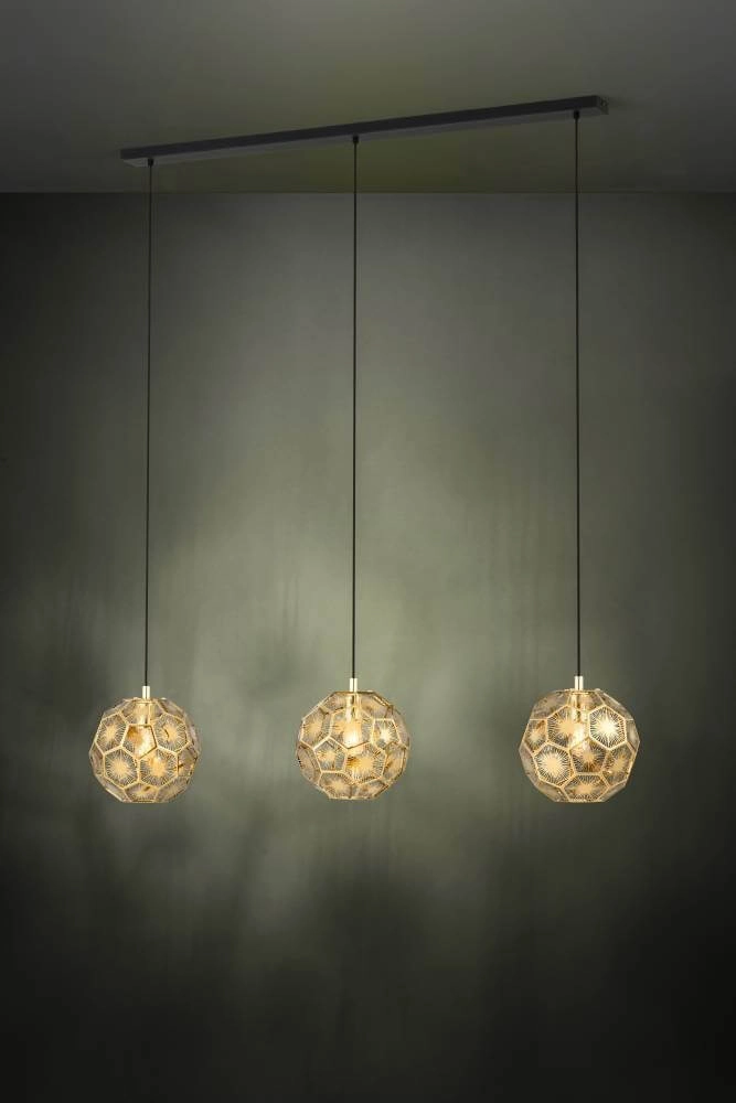 Gold hanging lamp Skoura dining room - 3-light Stars of Light 9002759397579