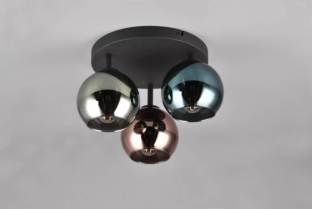 Designer ceiling lamp Sheldon black with smoke glass Trio 4017807585247