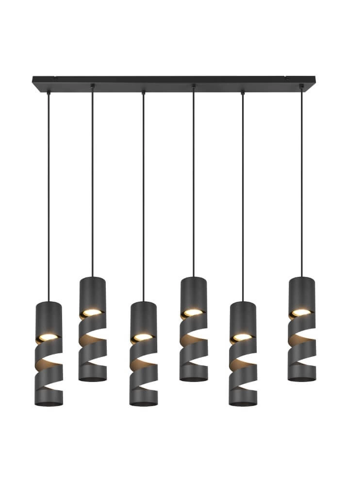 6-light tube pendant lamp Stream black Trio 4017807614022