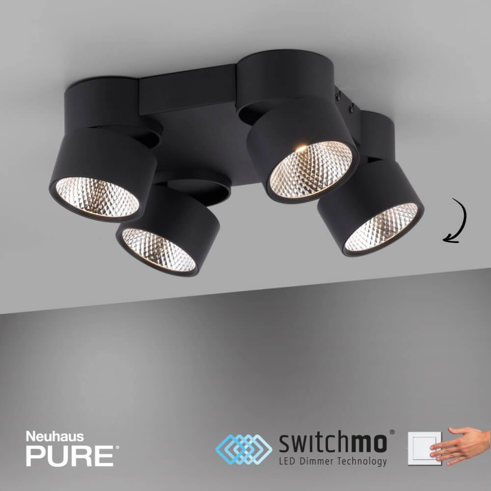Ceiling lamp Pure Nola 4-light black Paul Neuhaus 4012248372012