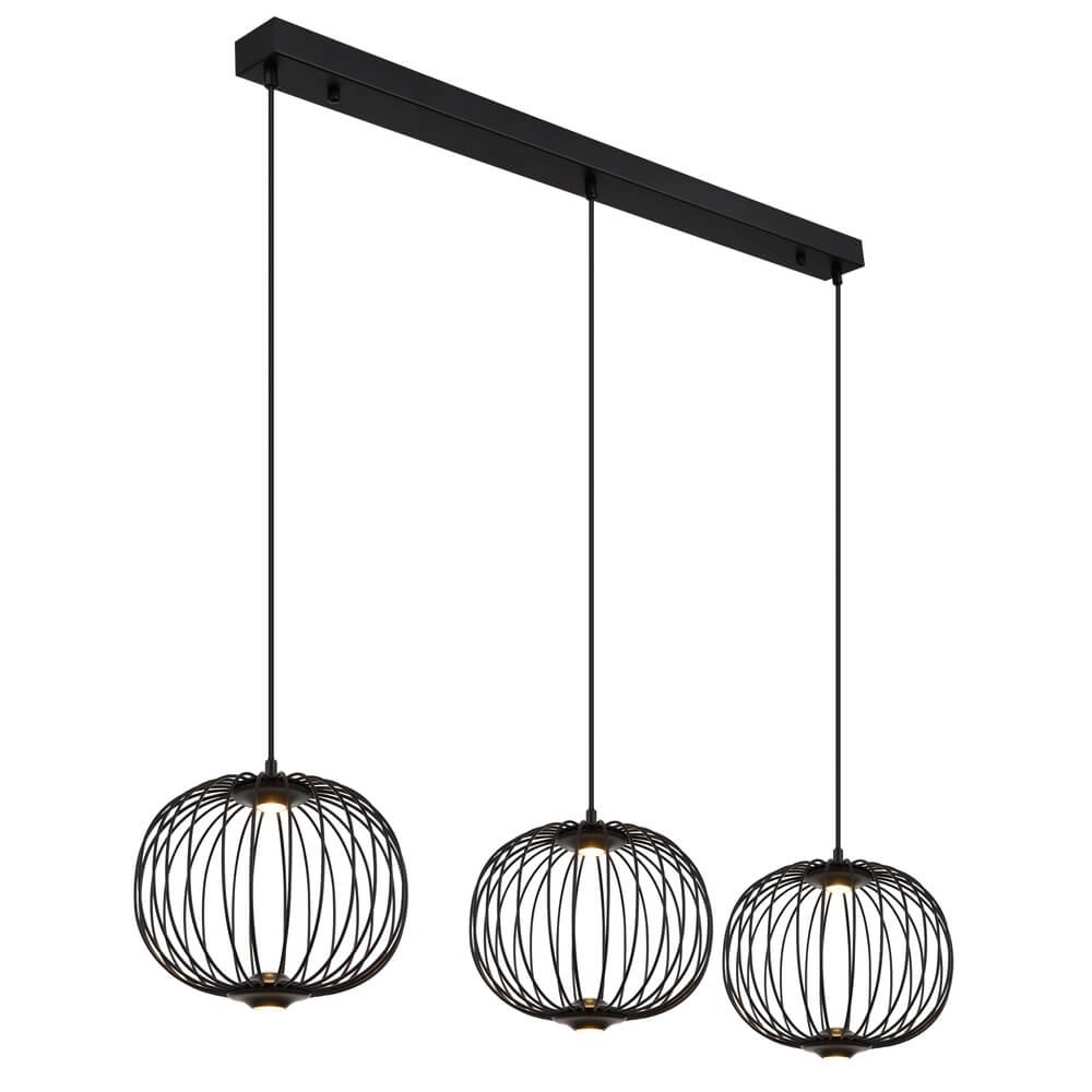 Black pendant lamp Galway 3-light cage Globo 9007371462339