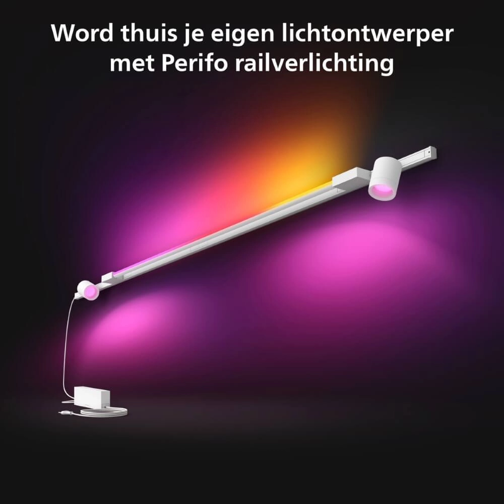 Hue Perifo - White and color set of 2 wall spotlights and gradient white Philips 8719514407909