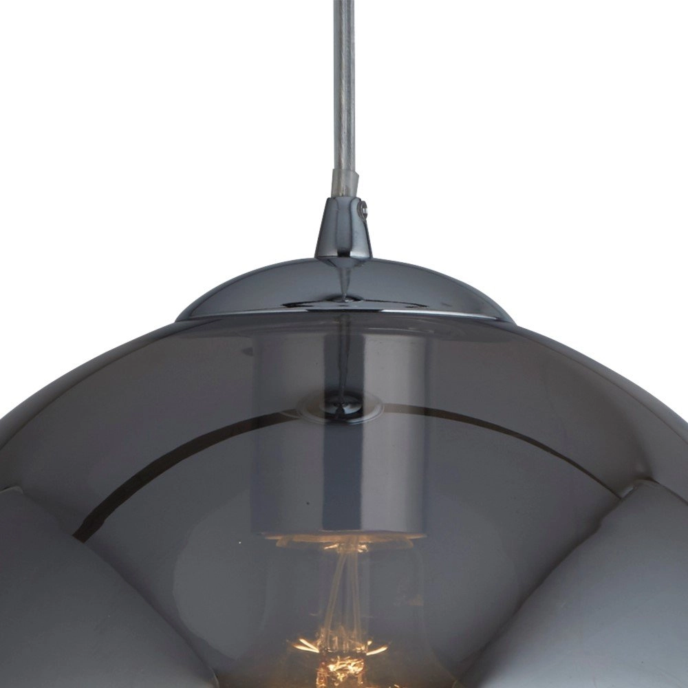 Glass pendant lamp Balls Ø 25cm chrome with smoke glass Searchlight 5053423096162