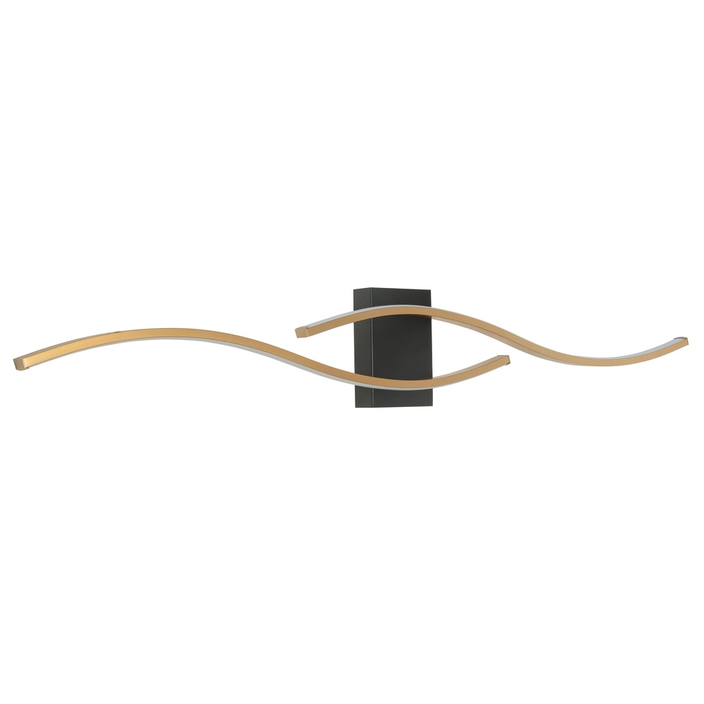 Design wall lamp Onda Black with brass wave