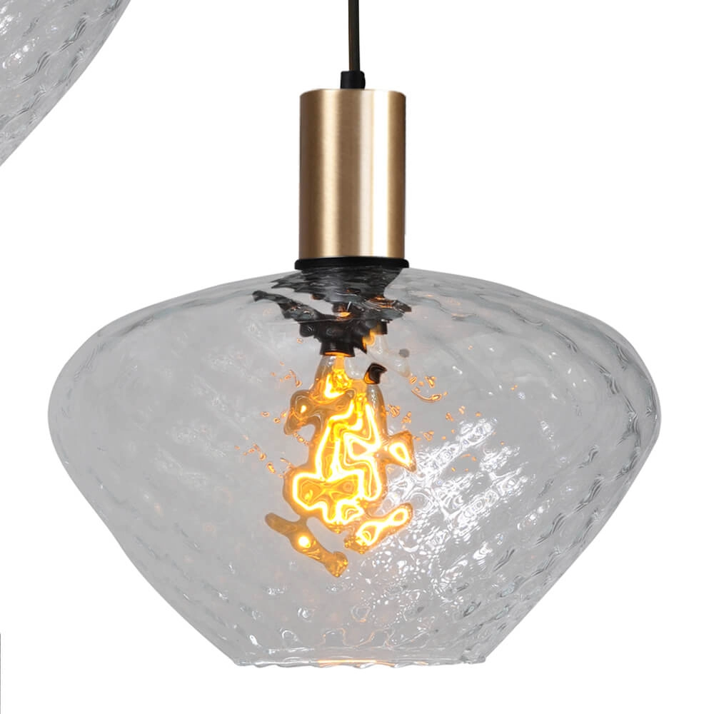 3-light loft hanging lamp - gold - Porto with Blossom clear lenses Masterlight 8718121270791