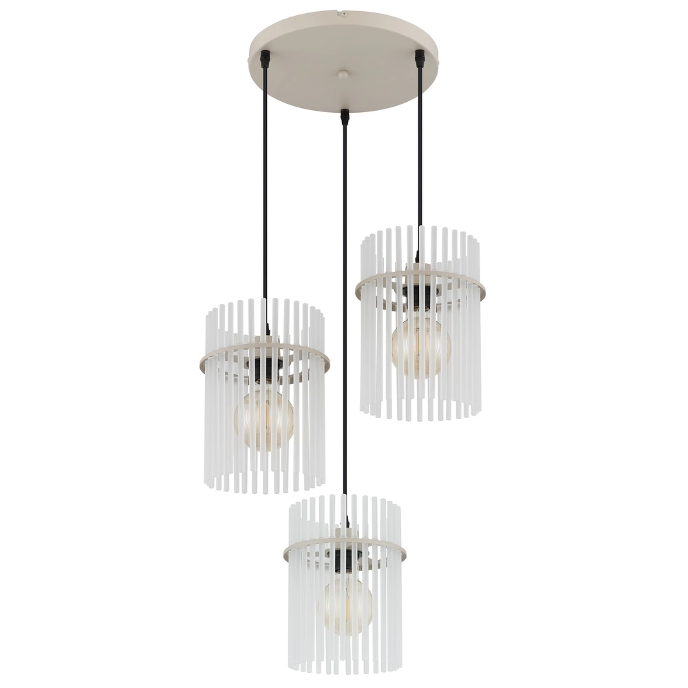 3-light pendant lamp Gorley sand brown with glass round Globo 9007371569717