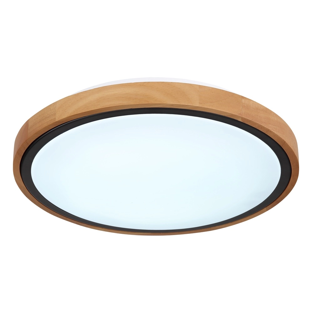 Ceiling lamp Bruno Ø 30.7cm black with wood Globo 9007371430468