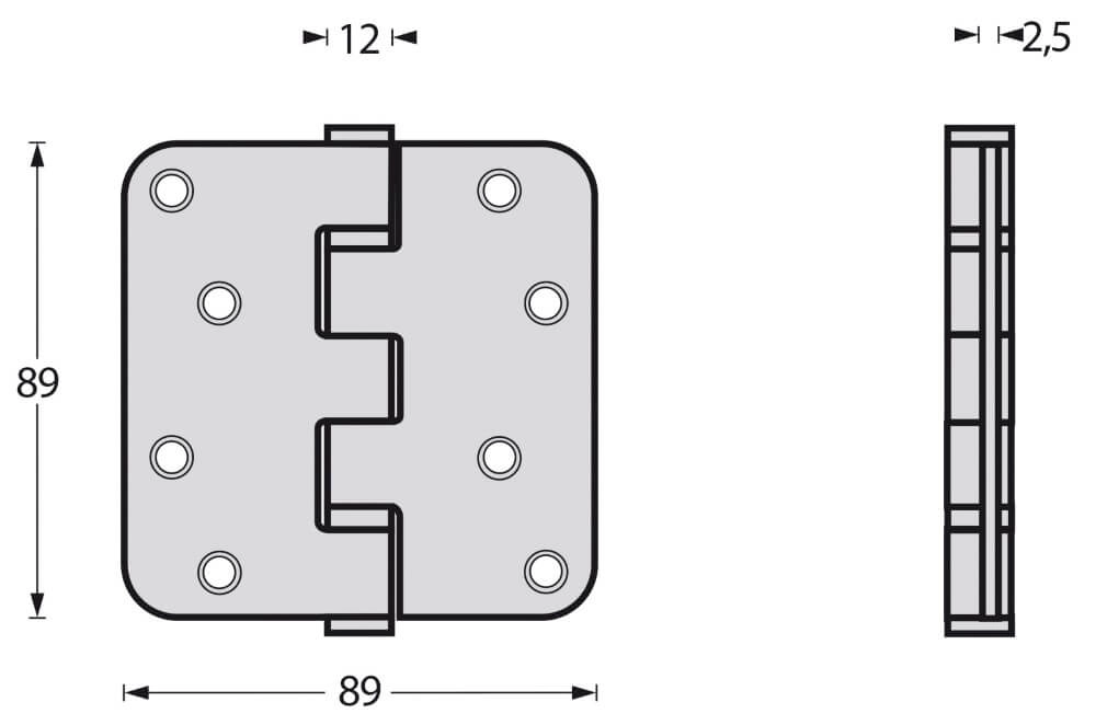 Ball bearing hinge Rotura rounded stainless steel up to 70kg Intersteel 8714186183632