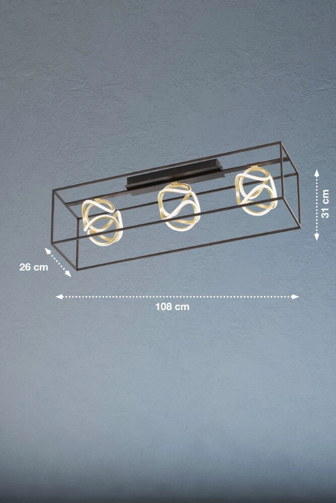 Designer ceiling lamp Gesa black with gold Fischer & Honsel 4001133205566