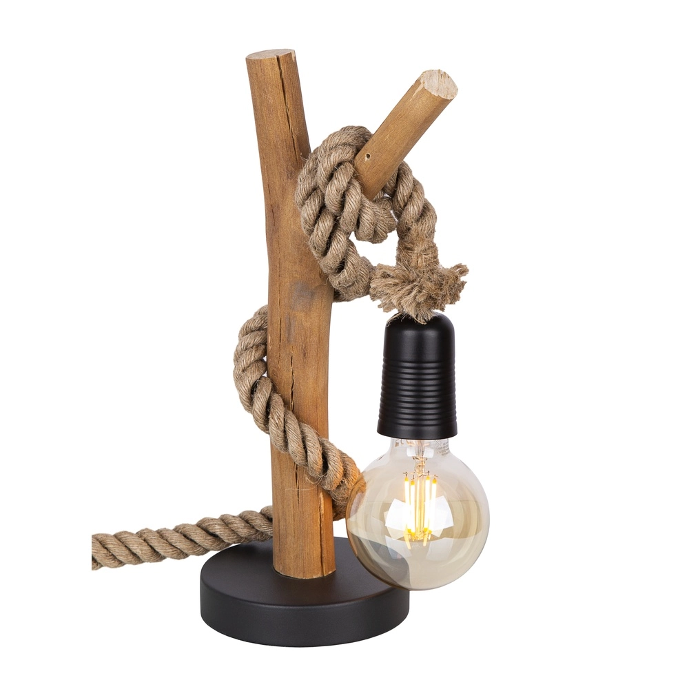 Wooden table lamp Nerida with rope