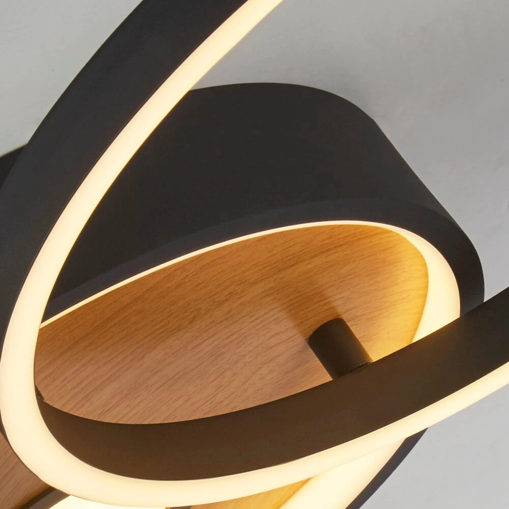 Design ceiling lamp Crosby black with wood Searchlight 5053423245218