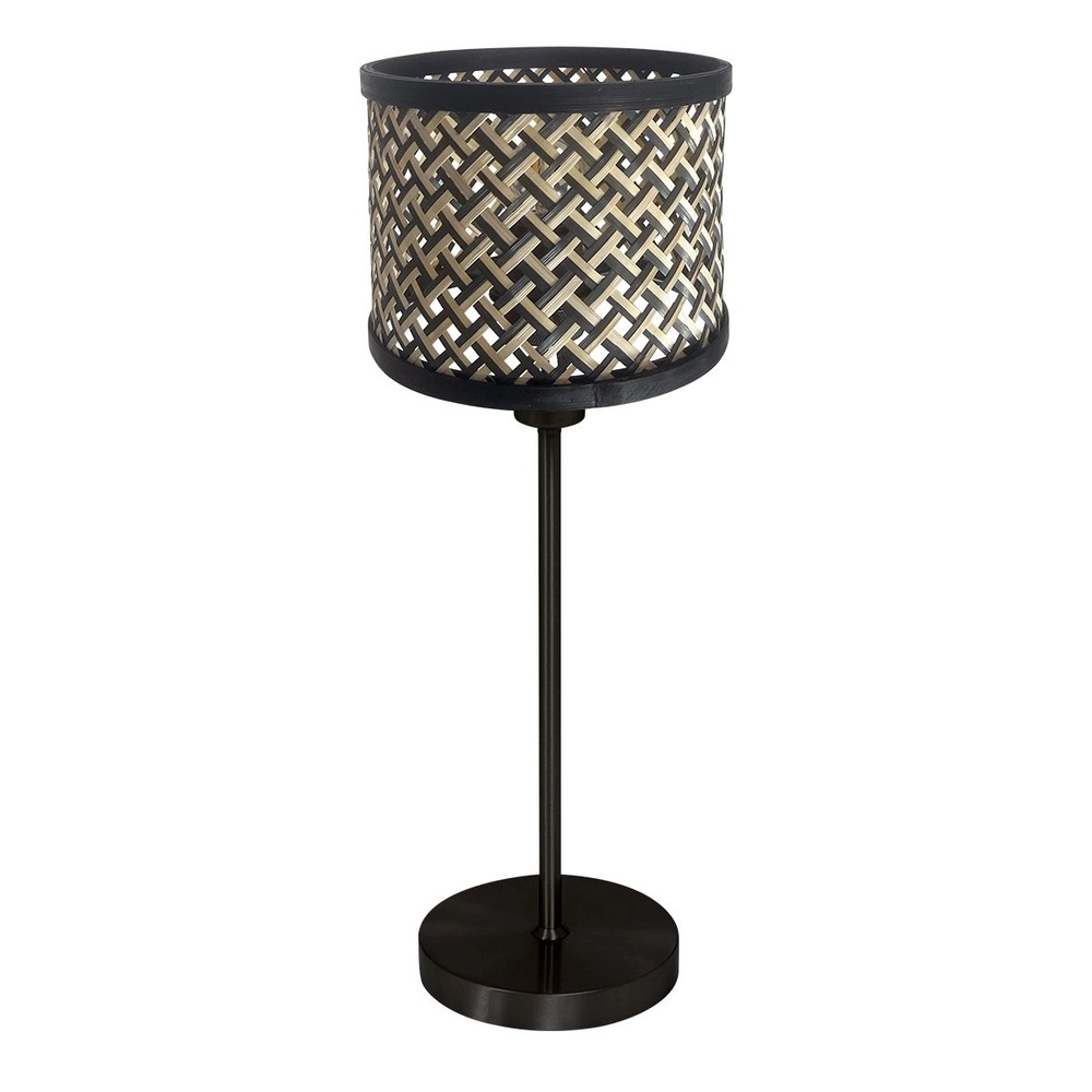 Black table lamp Noor with rattan and black hood Steinhauer 8712746182149