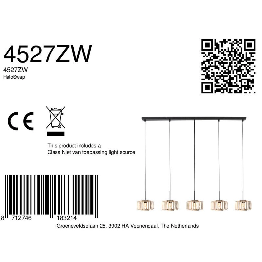 5-light pendant lamp HaloSwap straight Steinhauer 8712746183214