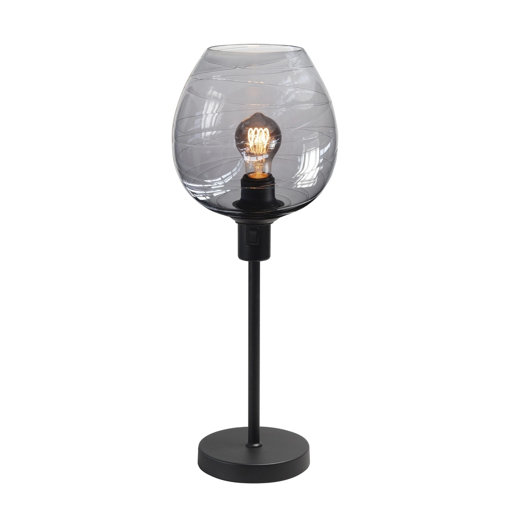 Table lamp Fantasy black with smoke glass Ø 22cm