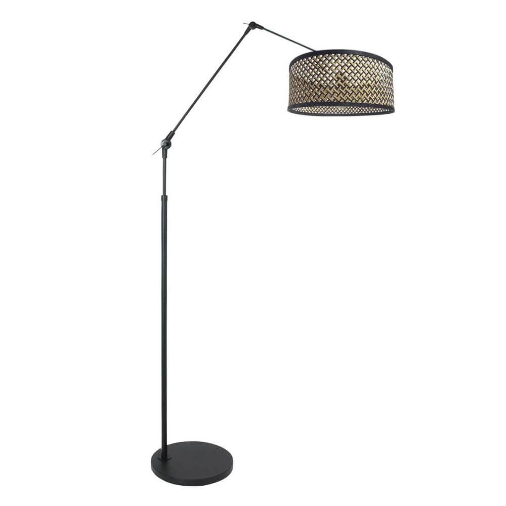 Adjustable floor lamp Prestige Chic black with bamboo shade